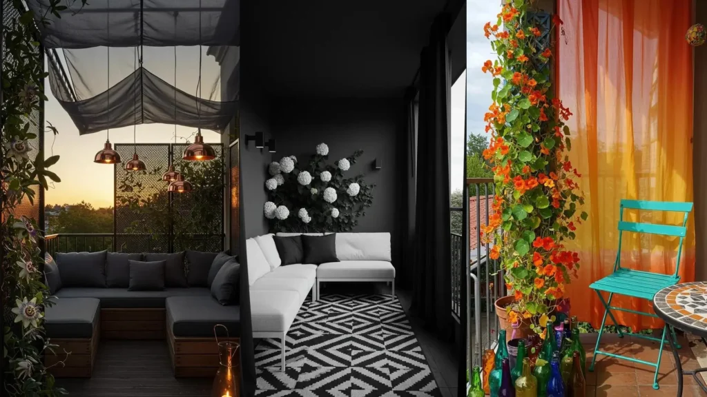Balcons printaniers : plantes grimpantes, photophores et voilages légers créent une oasis extérieure invitante.