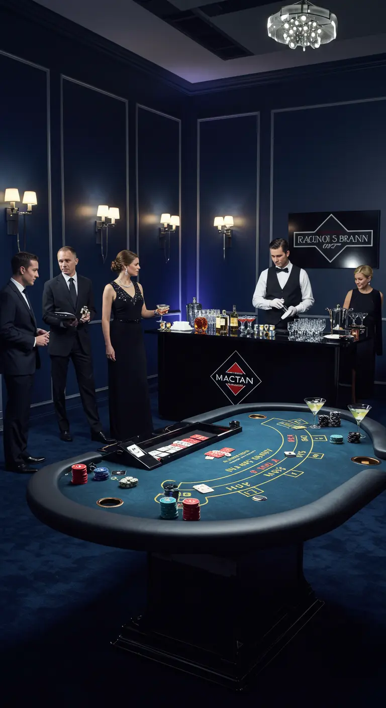 Soirée casino privée et élégante avec un barman dédié.